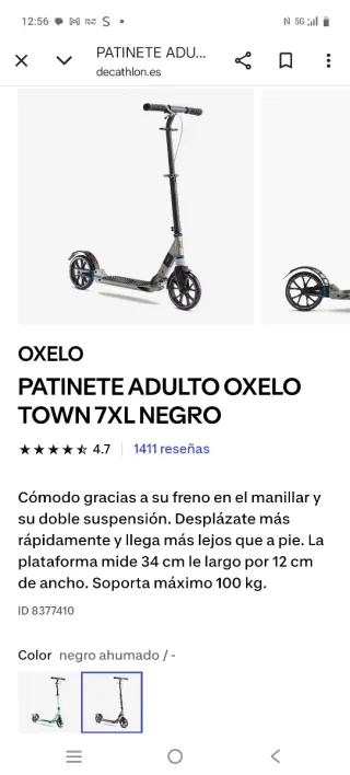 Patinete Oxelo Town 7XL Negro