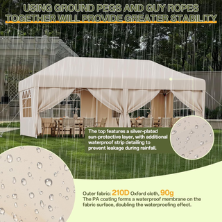 Gazebo 3x6 Pieghevole Impermeabile con 6 Parti Lat