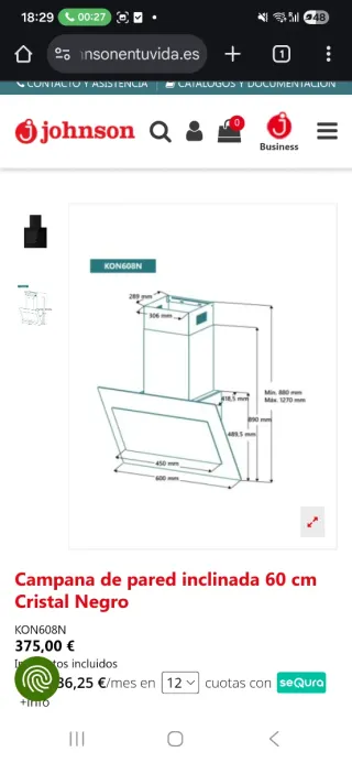 Campana extractora decorativa negra
