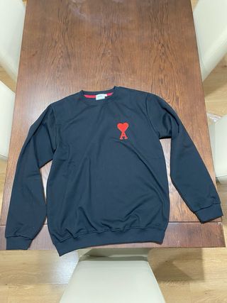 Sudadera Ami Paris Negra Corazón Rojo Talla XL