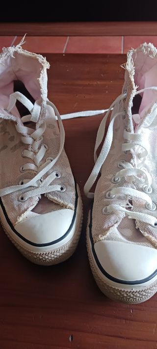Zapatillas Converse Altas Rosas y Blancas