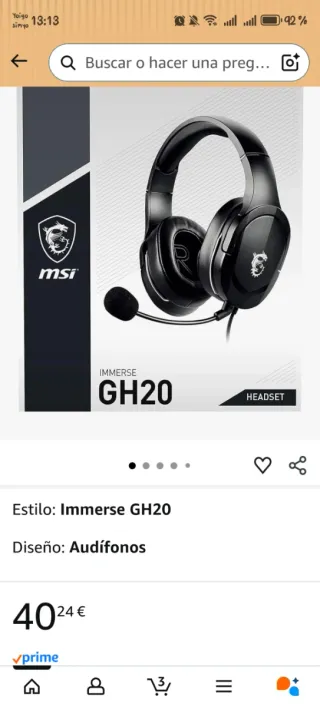 Auriculares MSI con micrófono gh20 immerse