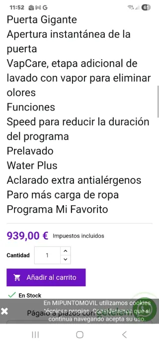 Lavadora Johnson TURIA180 Carga Frontal Nueva 18kg