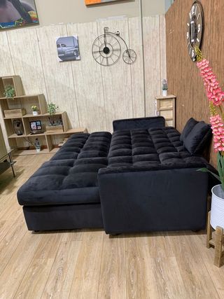 Sofá Cama Kris 210cm con Arcón Negro