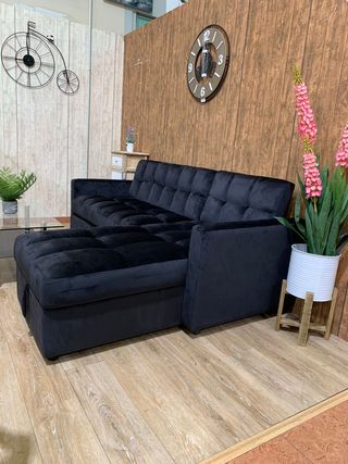 Sofá Cama Kris 210cm con Arcón Negro