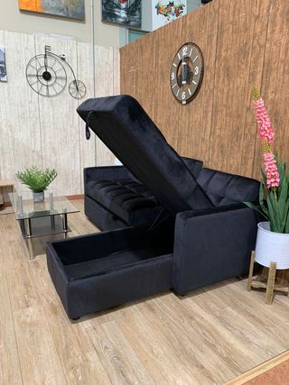Sofá Cama Kris 210cm con Arcón Negro