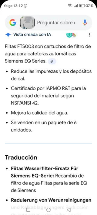 3 cajas Filtros agua Fiitas FTS003 Siemens EQ