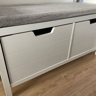 Banco zapatero blanco con 2 puertas