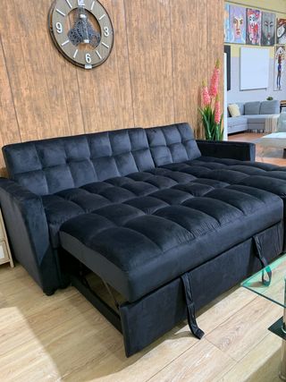 Sofá Cama Kris 210cm Negro con Arcón