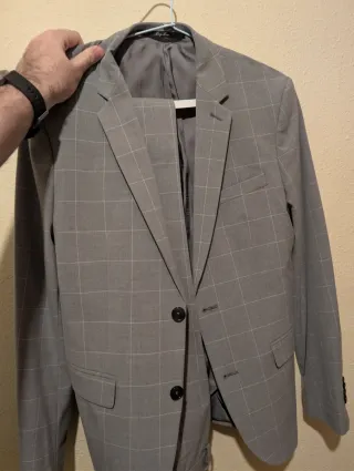 Traje Mango Gris Cuadros