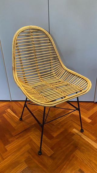 Silla Ratán y Metal Negra