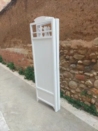 Biombo antiguo blanco madera