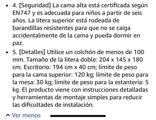 Litera con escritorio metal y madera