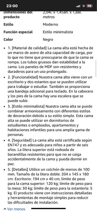 Litera con escritorio metal y madera