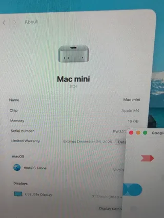 Apple Mac Mini M4 Plata 16G 256GB