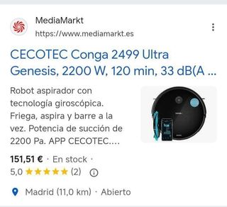Cecotec Robot aspirador Conga 2499 Ultra
