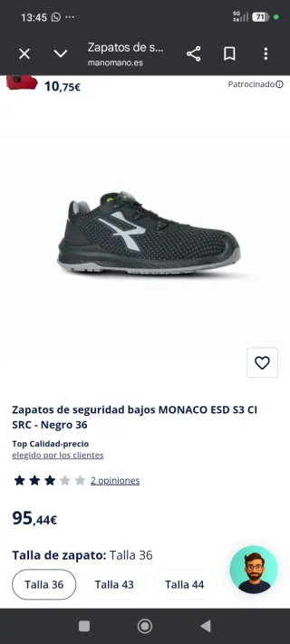 Zapatos seguridad U-Power Mónaco S3S