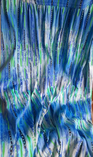 Vestido largo estampado azul y verde