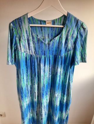 Vestido largo estampado azul y verde