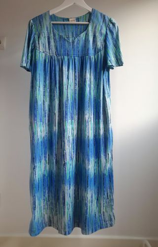 Vestido largo estampado azul y verde