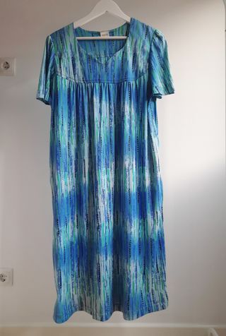Vestido largo estampado azul y verde