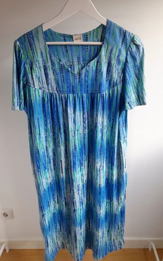 Vestido largo estampado azul y verde