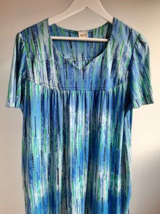 Vestido largo estampado azul y verde