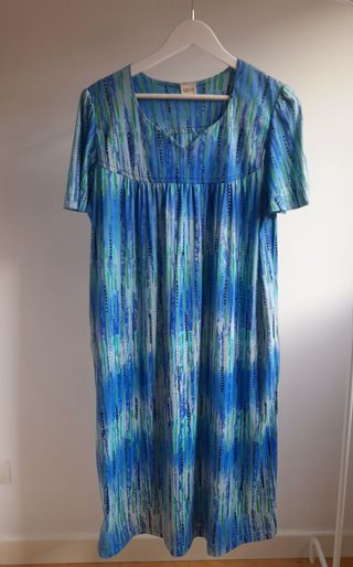 Vestido largo estampado azul y verde