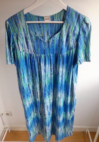 Vestido largo estampado azul y verde