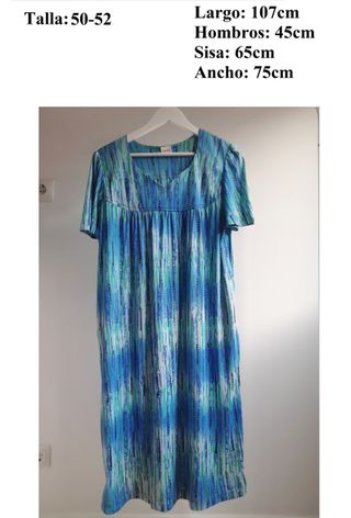 Vestido largo estampado azul y verde