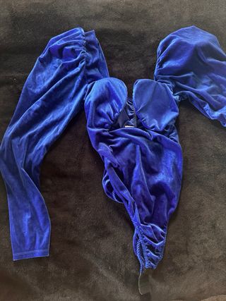 Body simil velluto blu elettrico scollo cuore