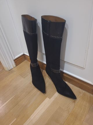 Botas Altas L’Touche - Piel y Ante Negro - N° 38