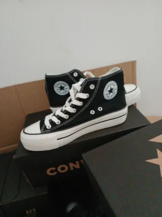 Converse Talla 37 Unisex Negro/Blanco