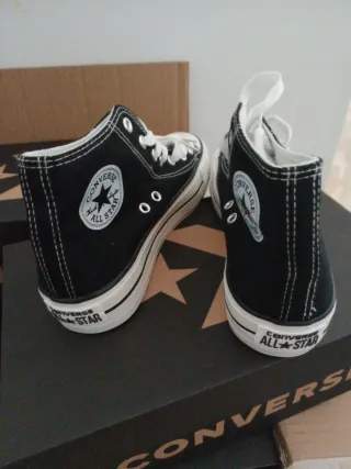 Converse Talla 37 Unisex Negro/Blanco