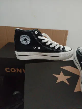 Converse Talla 37 Unisex Negro/Blanco