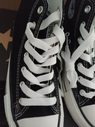 Converse Talla 37 Unisex Negro/Blanco