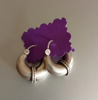 Pendientes de aro étnicos de plata 925