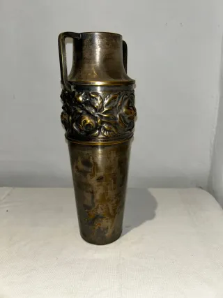 Jarrón Vintage Metal Dorado y Plateado