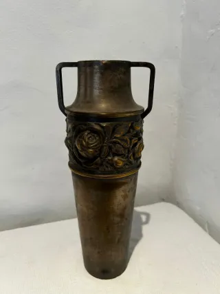 Jarrón Vintage Metal Dorado y Plateado