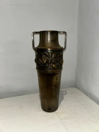 Jarrón Vintage Metal Dorado y Plateado