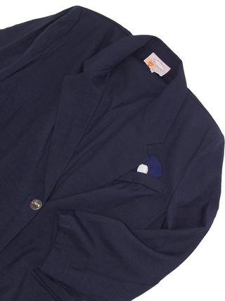 Victoria Giacca Blazer Donna Blu L Vintage Lunga