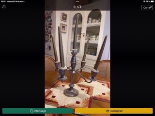 Candelabro 5 velas Metal Plateado 36 cm de altura