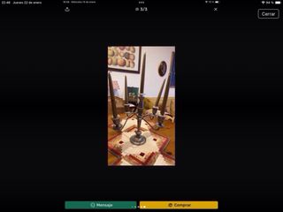 Candelabro 5 velas Metal Plateado 36 cm de altura