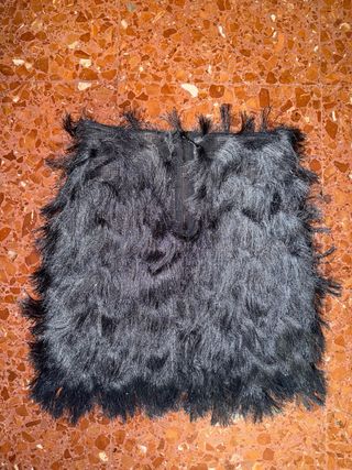 Falda Gris con Flecos Brillante