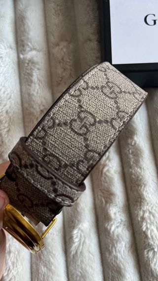 Cinturón Gucci GG Talla 95cm Marrón y Dorado