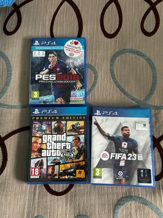 Lote 3 Juegos PS4: PES 2018, GTA V, FIFA 23