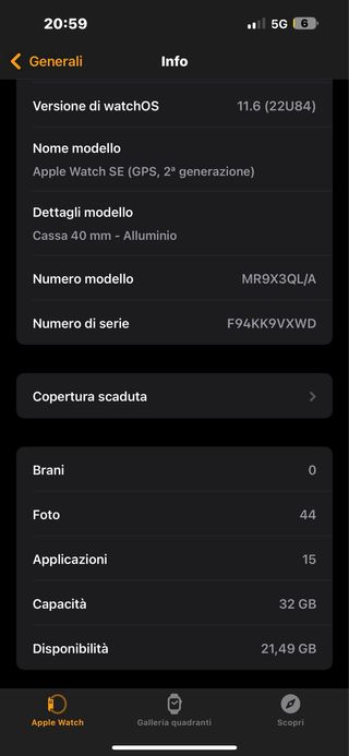 Apple Watch SE 2ª gen Grigio Siderale (GPS)