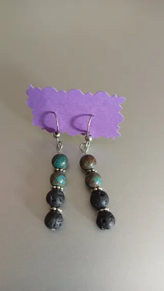 Pendientes Étnicos Lava y Turquesa