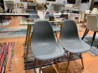 Mesa Cristal + 4 Sillas Noruega