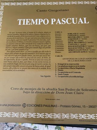 Disco Canto Gregoriano Tiempo Pascual
